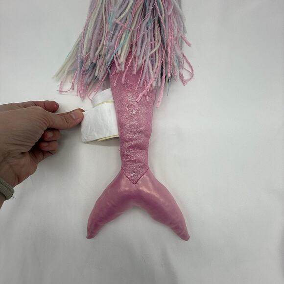 Cynthia Rowley Mermaid Doll Pink Glitter Tail Pastel Yarn Hair Plush Toy - Picture 8 of 8